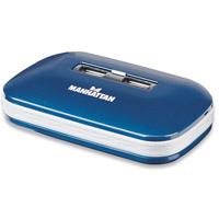 Hub Usb,manhattan,161039, V2.0 7 Ptos Azul Con Fuente