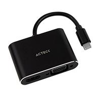 Adaptador Acteck Shift Plus Av420 / USB C - HDMI VGA / 4k / 10 Cm / Negro / Ac-934657