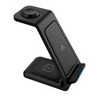 Cargador De Escritorio Acteck Energon S-mate Ci720 / Inalambrico / Iphone - Samsung - Carga Qi / 3w - 15w / Para 3 Dispositivos / Conexion USB C / Negro / Ac-937153