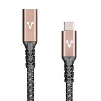 Cable Extensión, Tipo C Hembra A Tipo C Macho / Vorago / Cab-127 / 1 Metro / 100w / Negro