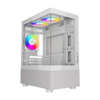 Gabinete Ocelot Gaming Glass Ew7 / Mini Tower / M-atx, Itx / Panel Lateral Y Frontal De Cristal Templado/ Incluye 3 Ventiladores / Enfriamiento Liquido Hasta 240mm / GPU Hasta 315mm / Color Blanco