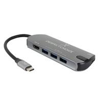 Adaptador Hub Conector USB Tipo C Con 3 Puertos USB A Hembra / 1 HDMI Perfect Choice - Gris