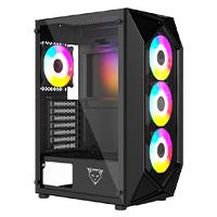 Gabinete Ocelot Gaming Polygon-e5 / Mid Tower / Atx, M-atx, Itx / Panel Lateral De Cristal Templado Y Frontal En Mesh / Incluye 4 Ventiladores / Enfriamiento Liquido Hasta 240mm / GPU Hasta 295mm / Color Negro