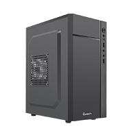 Gabinete Quaroni Frente Abs, Negro Con Franja Tipo Fibra De Carbono, Micro Atx / Mini Itx, Fuente De Poder Incluida De 500w