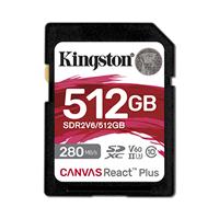 Memoria Flash Sd Kingston Sdxc Canvas React Plus 512gb 280r/150w Uhs-ii U3 V60 Sdr2v6/512gb